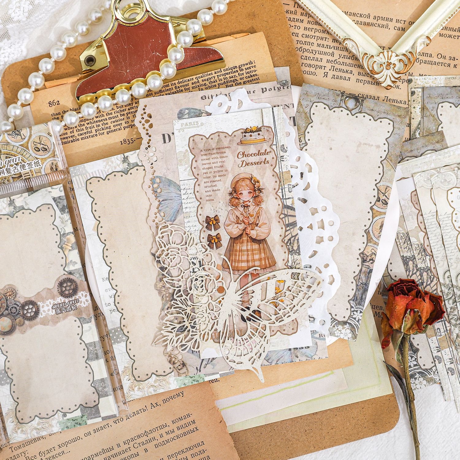 30 sheets per pack lace handwritten note series vintage exquisite handbook DIY material decoration bottoming 6 models