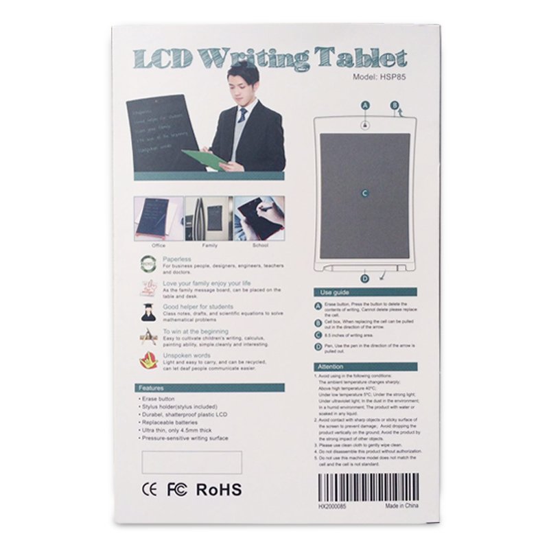 Children's Drawing Erasable Memo Pad Kids Writing Slate Board 6 Colors 8.5 inch Tablet Electronic Writing Board
