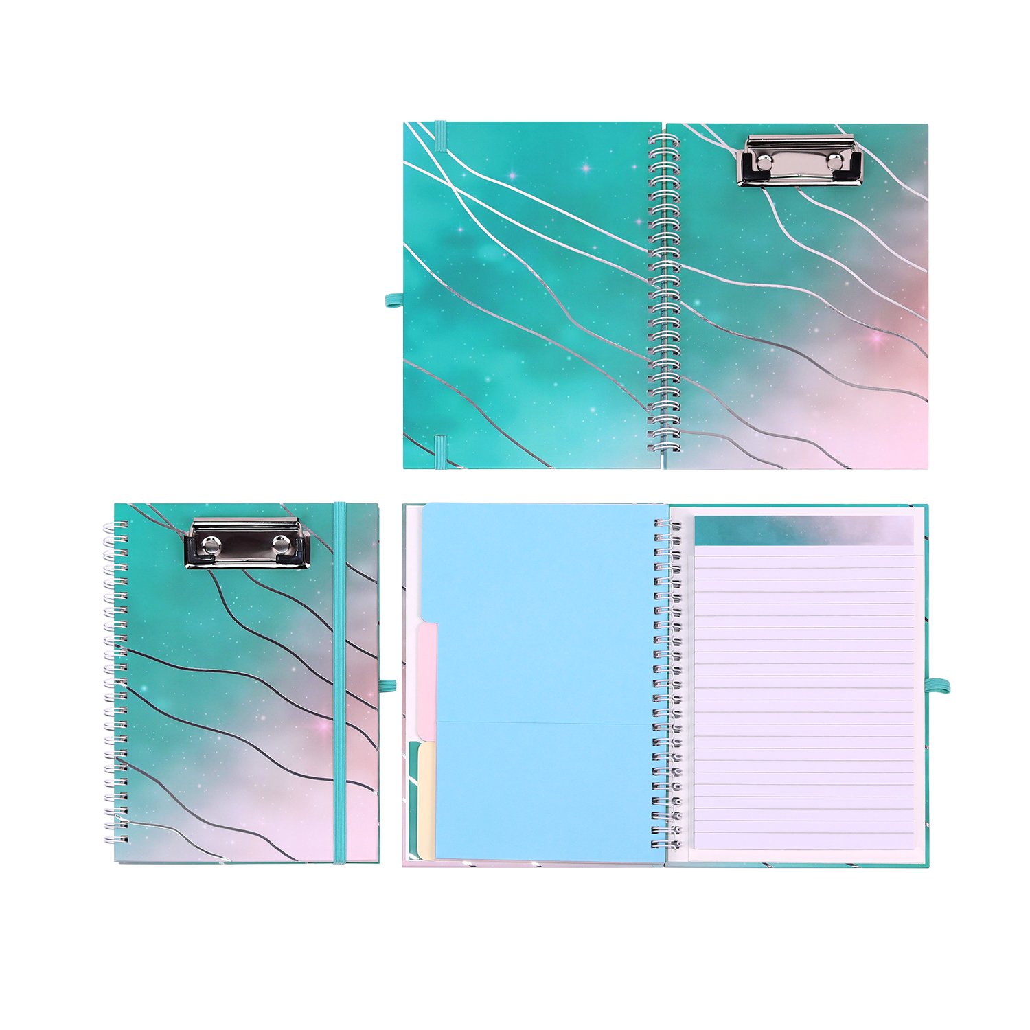 2025 New Design A5 Spiral Journal with Replaceable Memo Pad Milky Way Folder Planner