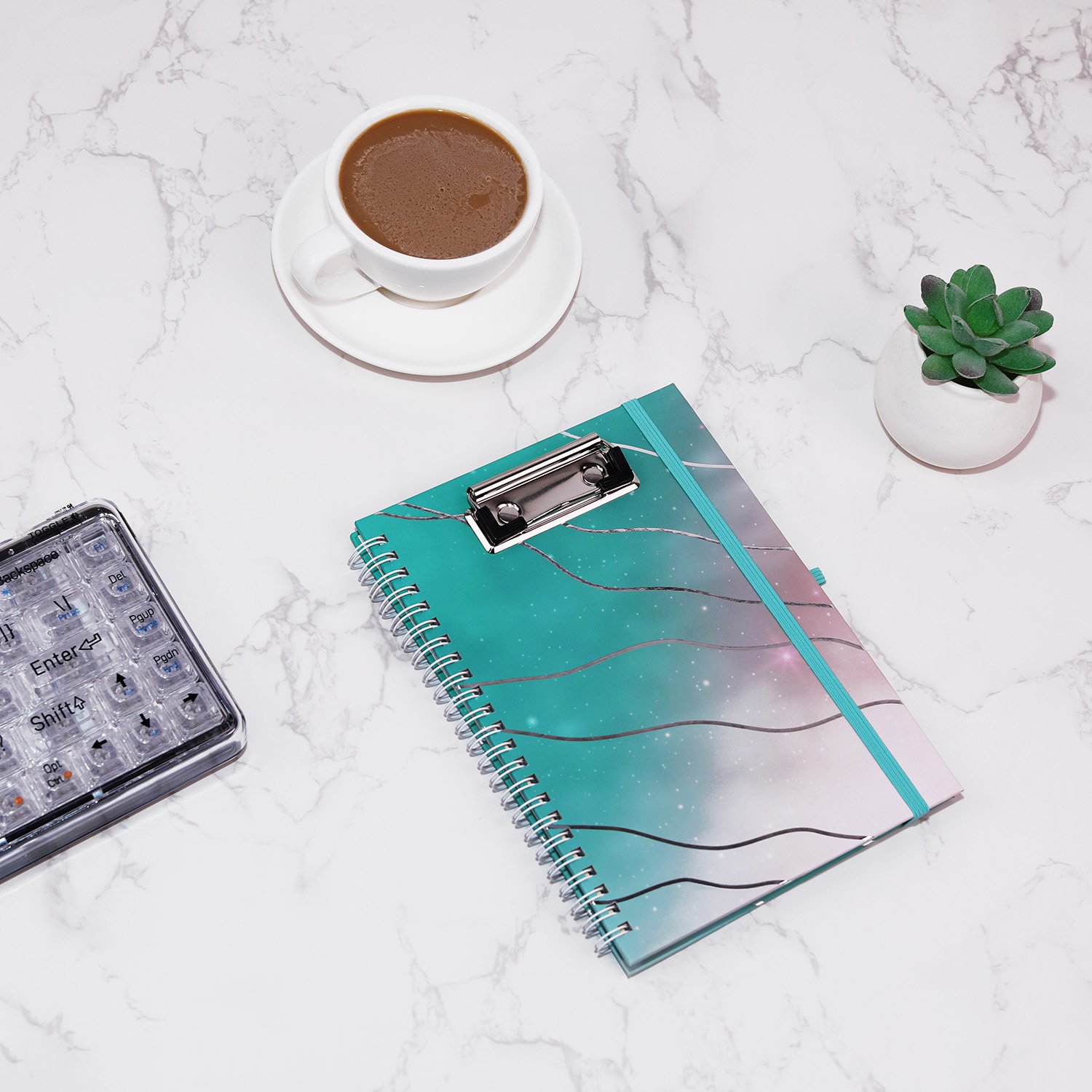2025 New Design A5 Spiral Journal with Replaceable Memo Pad Milky Way Folder Planner