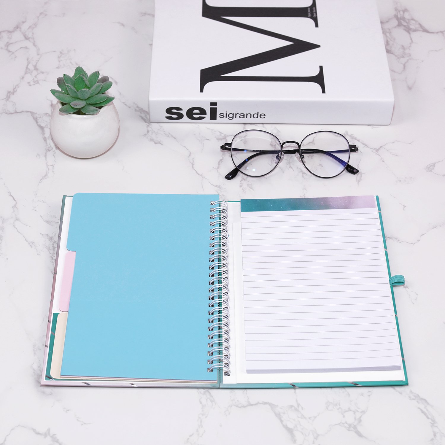 2025 New Design A5 Spiral Journal with Replaceable Memo Pad Milky Way Folder Planner