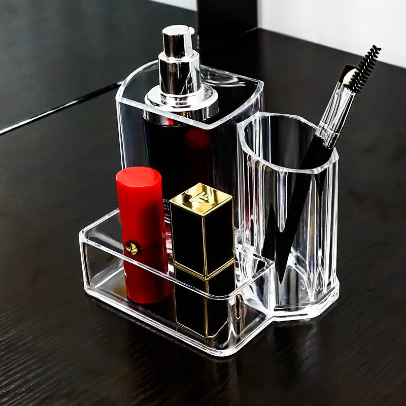 Plastic Clear Pen Holder With Several Drawers