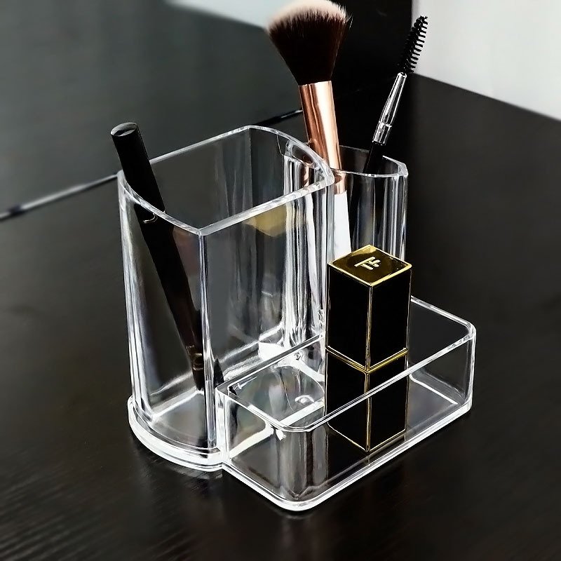 Plastic Clear Pen Holder With Several Drawers