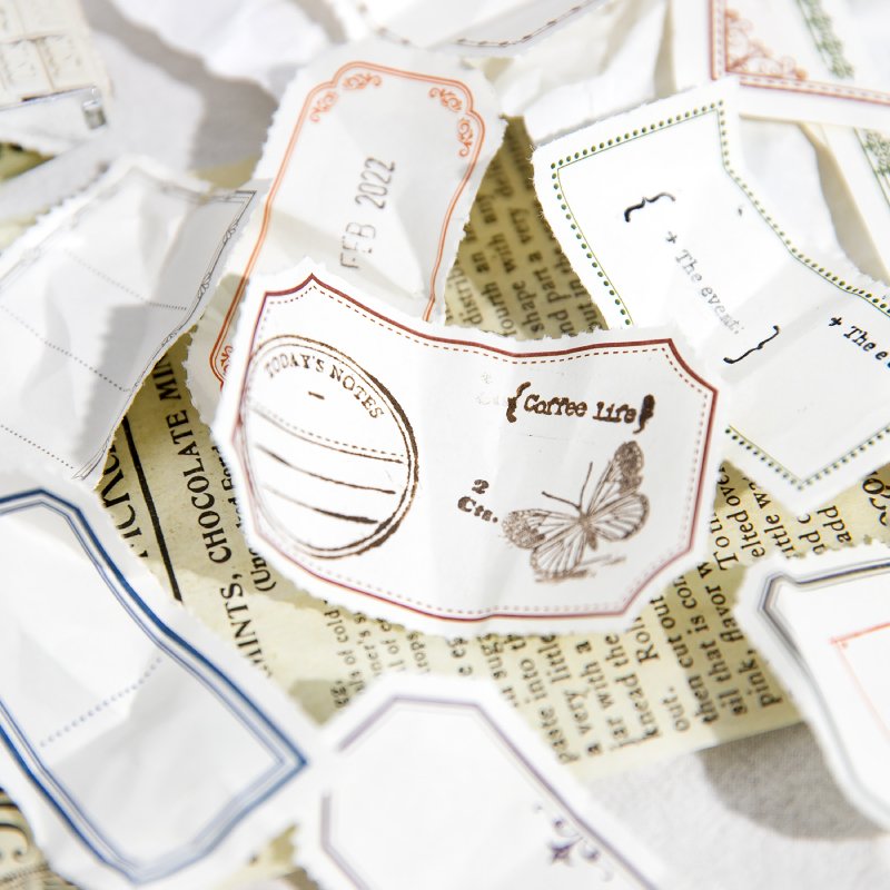 50pcs Vintage Frame Plants Paper Note Pad Junk Journal Scrapbooking Collage Memo Pad Diary Album Label Retro Material Paper