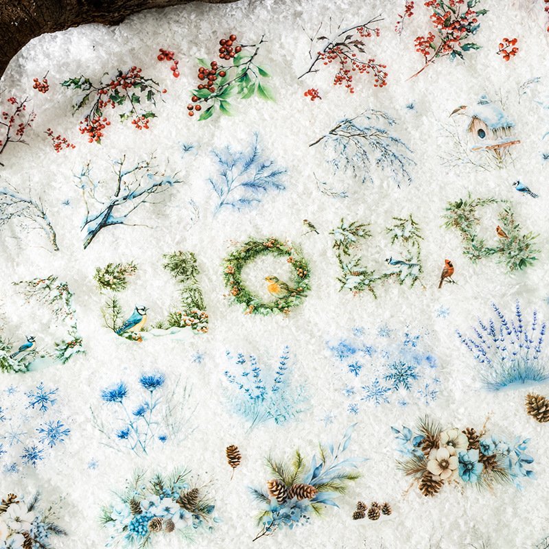Girls tape winter branch flowers junk journal handbook decoration collage scrapbooking supplies scrapbook paper