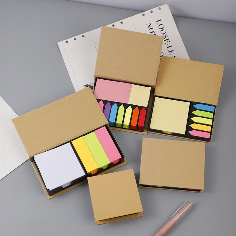 Wholesale Printing Logo Stationery Cute Self-adhesive Memo Pad Sticky Notes Pad Kraft Box Memo Note Pads Office School Gifts