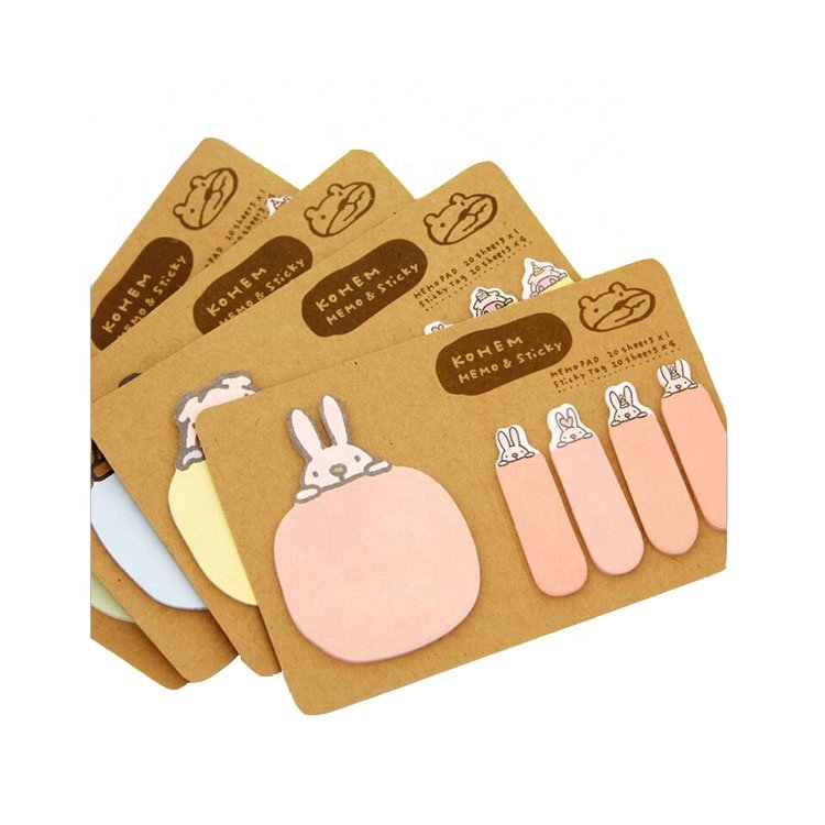 Wholesale Creative Stationery Kawaii Cartoon Kraft Non-sticky Notes for Students with Custom Logo