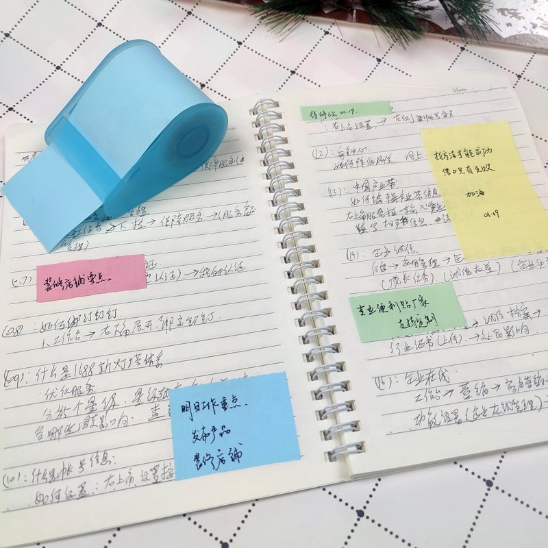 Custom Designer Roll Note Paper Memo Stationery Recycled Colorful Self-adhesive Post Sticky Notes Roll with Plastic Dispenser