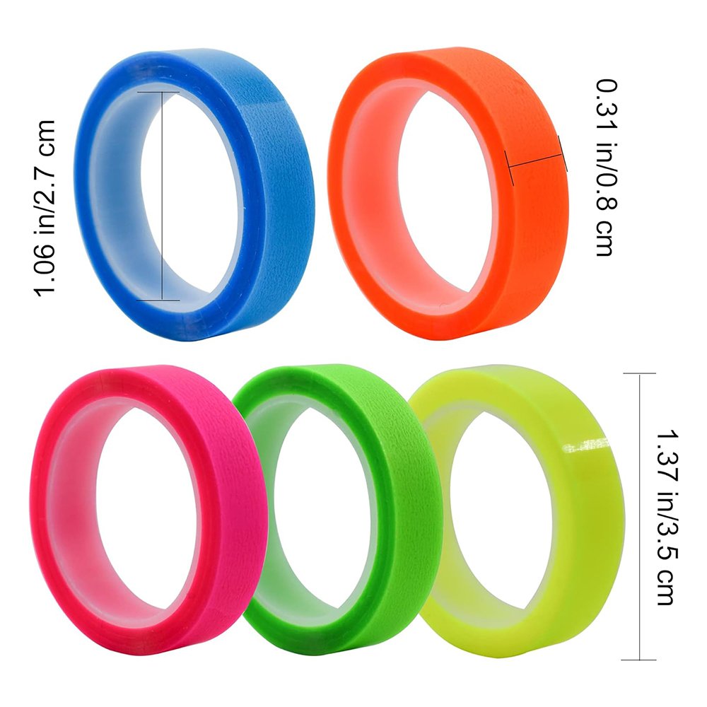 Highlighter Tape Transparent Marking Sticker 5 Roll Removable Fluorescent Colored Tags Sticky Memo Pad Invisible Tape