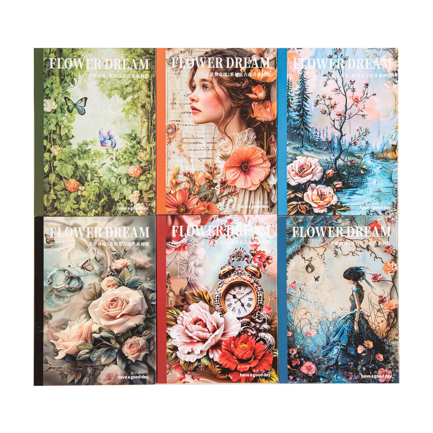 30pcs/pack Material Paper Flower Dream Wonderland Series Retro Flower Handbook Decoration Material