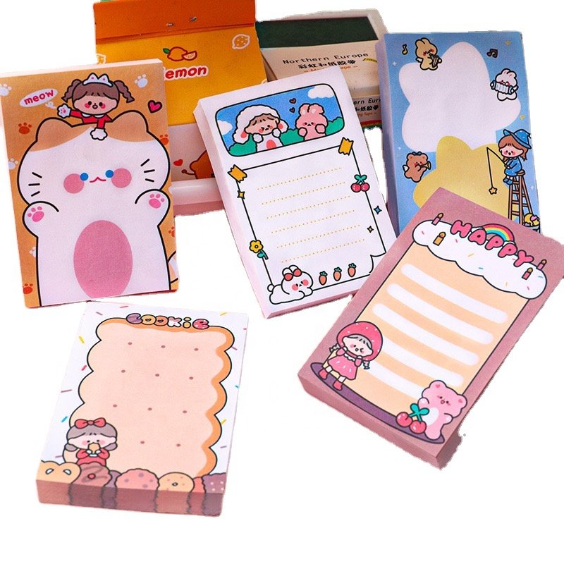 Mexico Best Selling Office Supplies Stationery Items List With Cheap Price Promotion Cartoon Kawaii Colorful Paper Sticky Notes