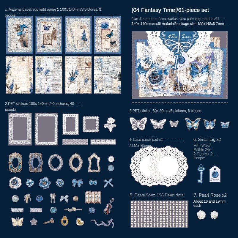 61pcs/pack Painkit material A period of time series Retro handbook DIY material decoration