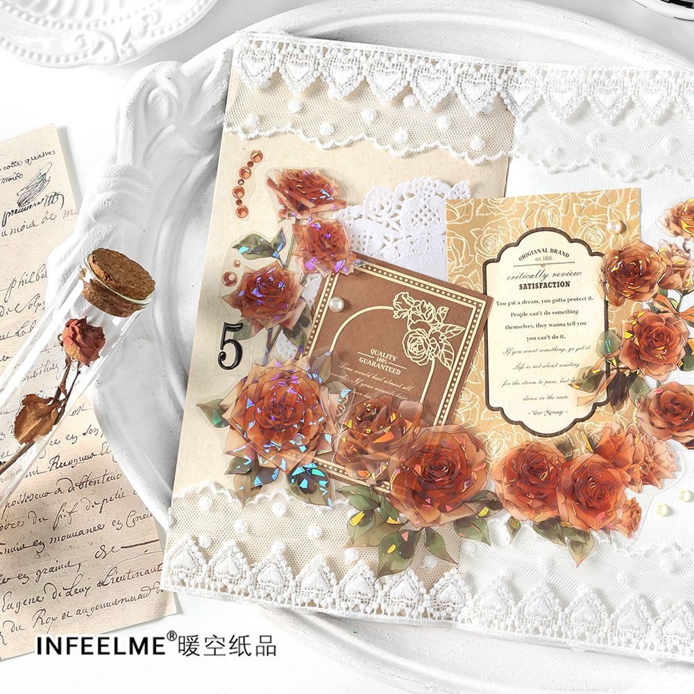 PET Tape Rose Manor Flower Materials Stickers 4 journal planner scrapbook paper book journal stickers scrapbooking supplies