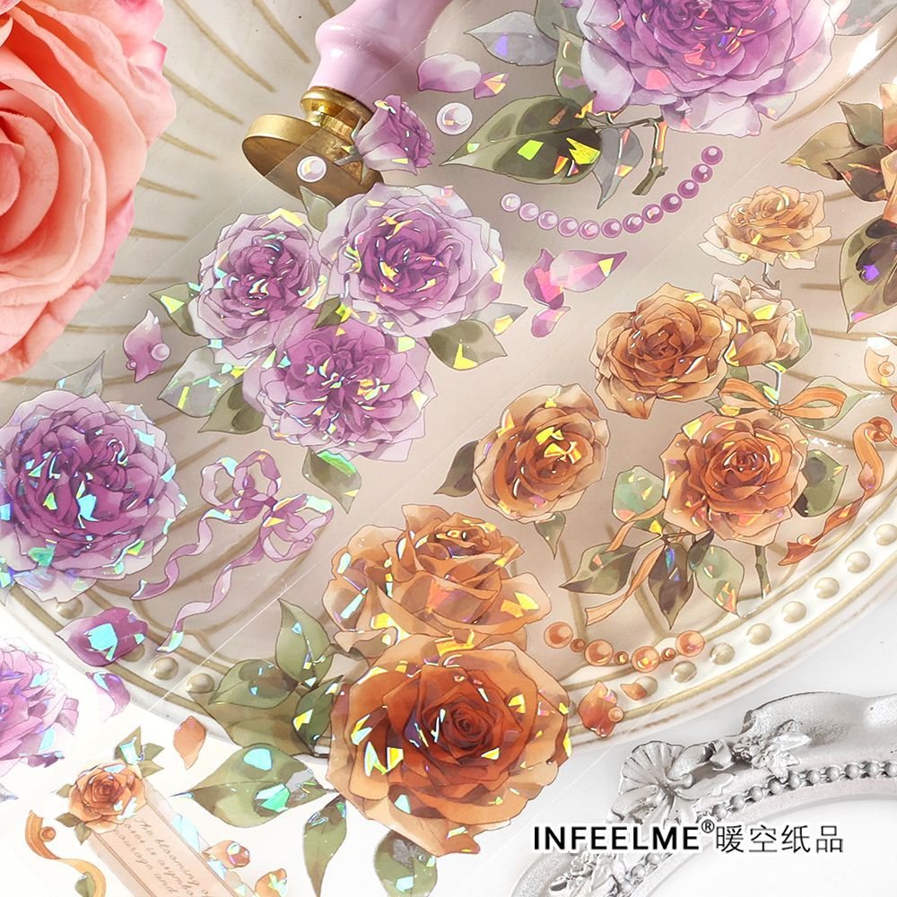 PET Tape Rose Manor Flower Materials Stickers 4 journal planner scrapbook paper book journal stickers scrapbooking supplies