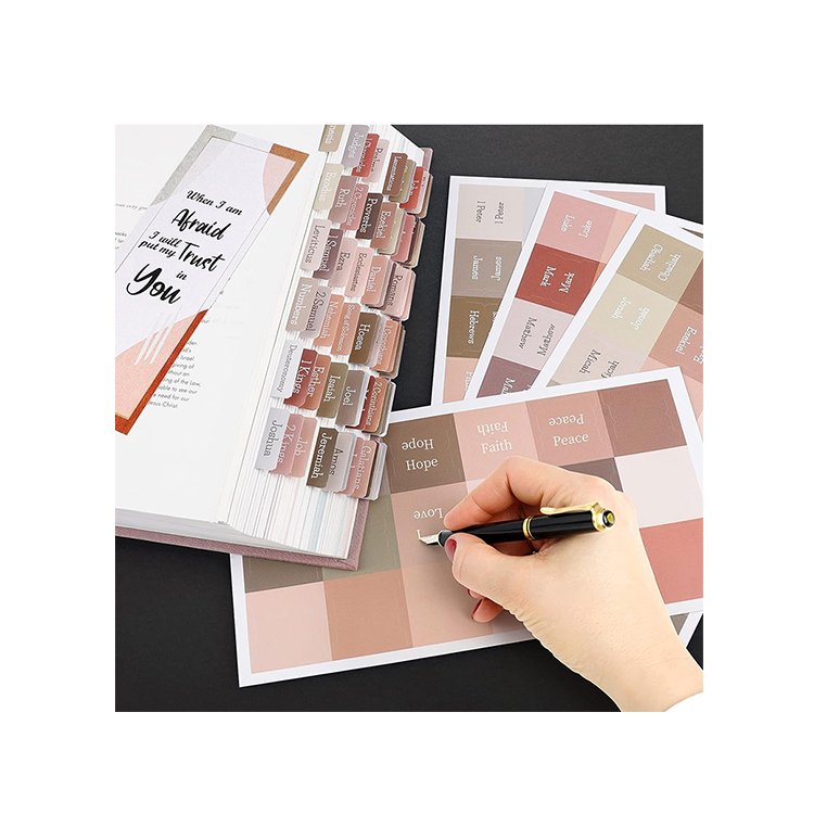 Free sample factory custom Stamping Laminated Stickers Bible Tabs Bible Page Tabs Bible Accessories For bible study reading