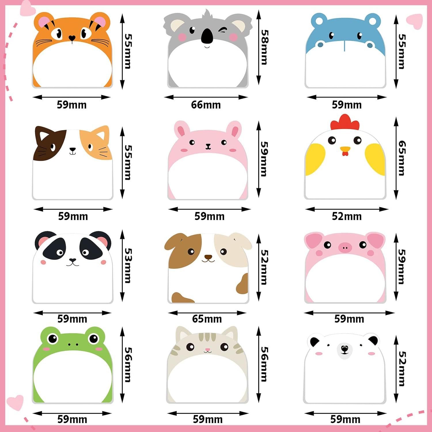 Cartoon animal theme Notepad custom self-adhesive Sticky note Message note Irregular shape Decorative sticker