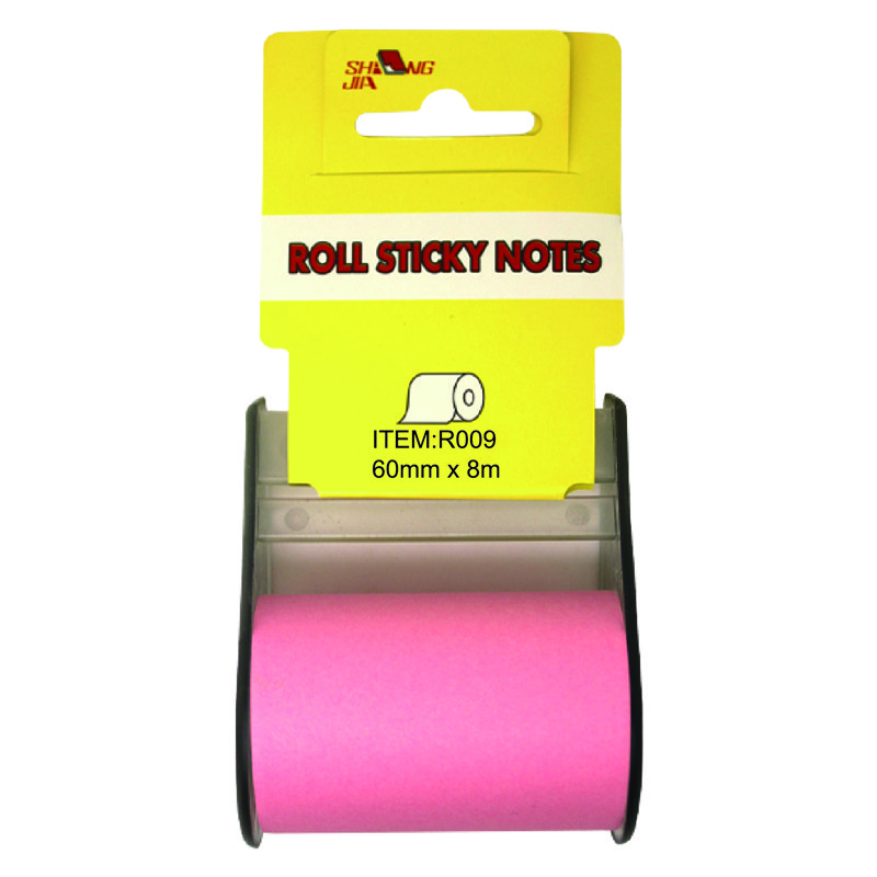 Colorful self-adhesive removable sticky notes roll with plastic dispenser