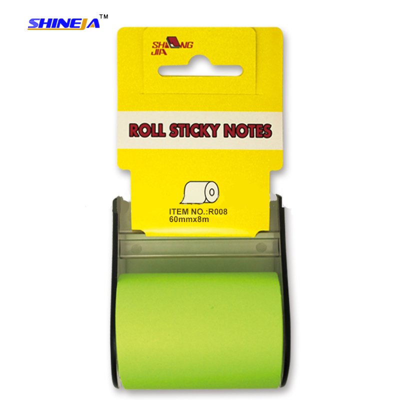 Colorful self-adhesive removable sticky notes roll with plastic dispenser