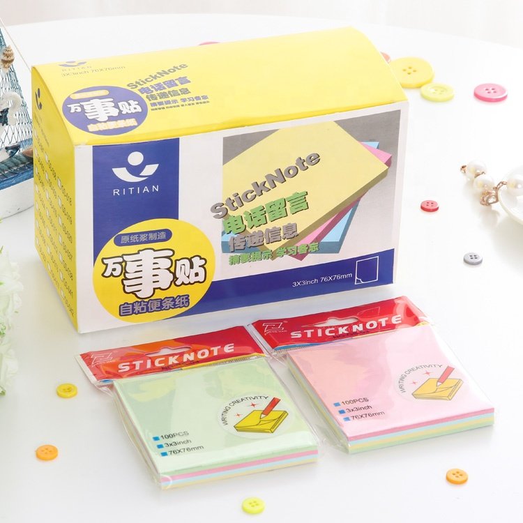 100 sheets 3 x 3 inches vintage rainbow pastel velllum paper memo pad sticky notes school supplies sticky note pad