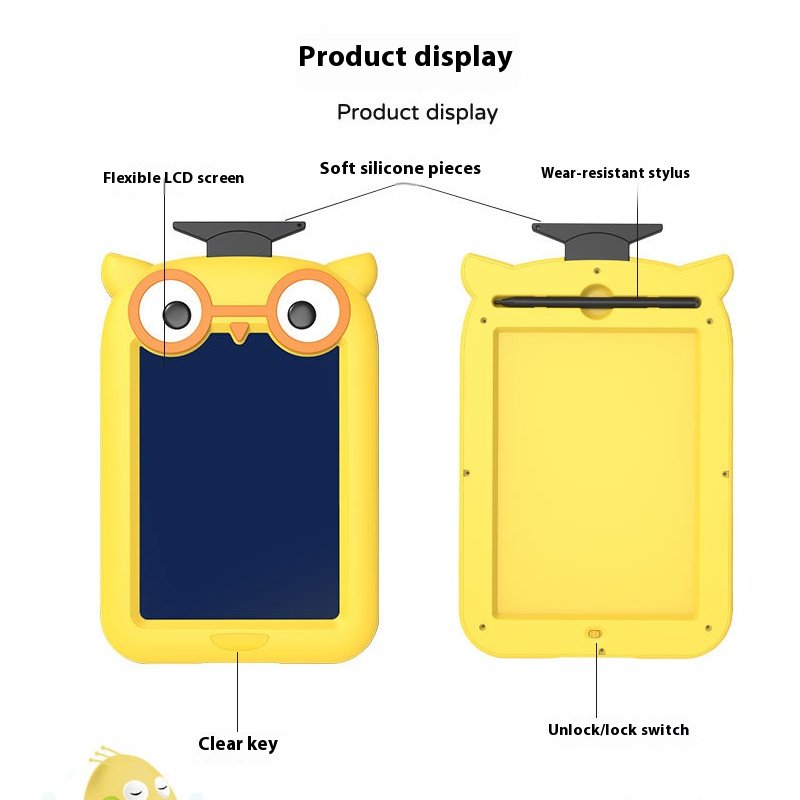 ABLE notepad Owl children cartoon drawing board charging LCD handwriting board Custom stationery lcd writing pad 12 inch