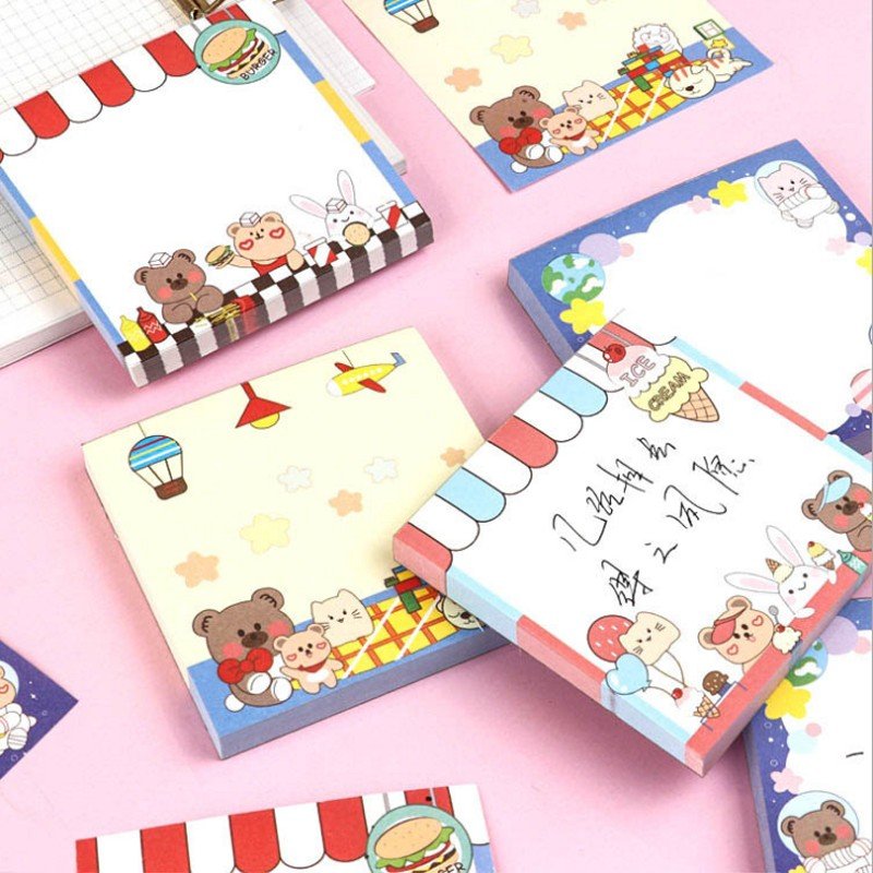 Adhesive Stationery Memo Sticky Notepad Plan Sheet Bookmark Label Kawaii Party Animal Fish Plan Office School Supplies