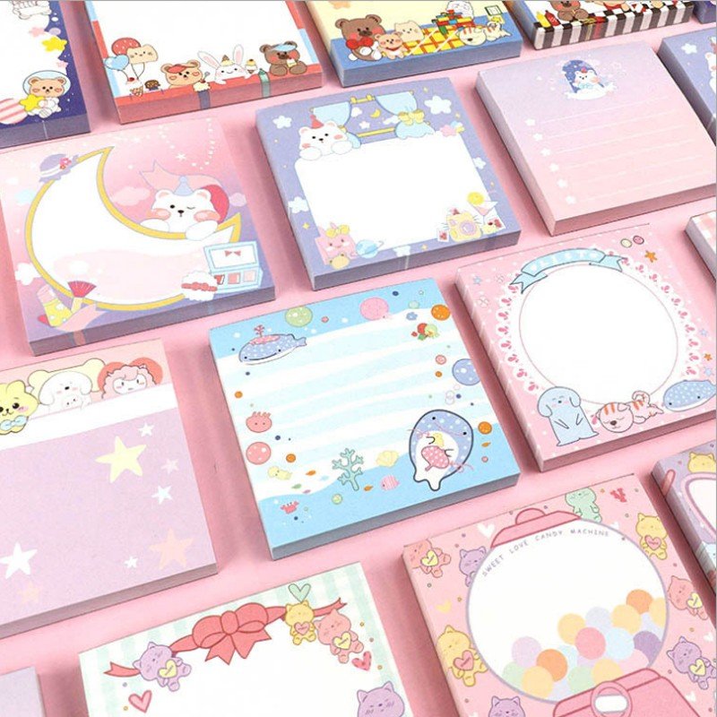 Adhesive Stationery Memo Sticky Notepad Plan Sheet Bookmark Label Kawaii Party Animal Fish Plan Office School Supplies