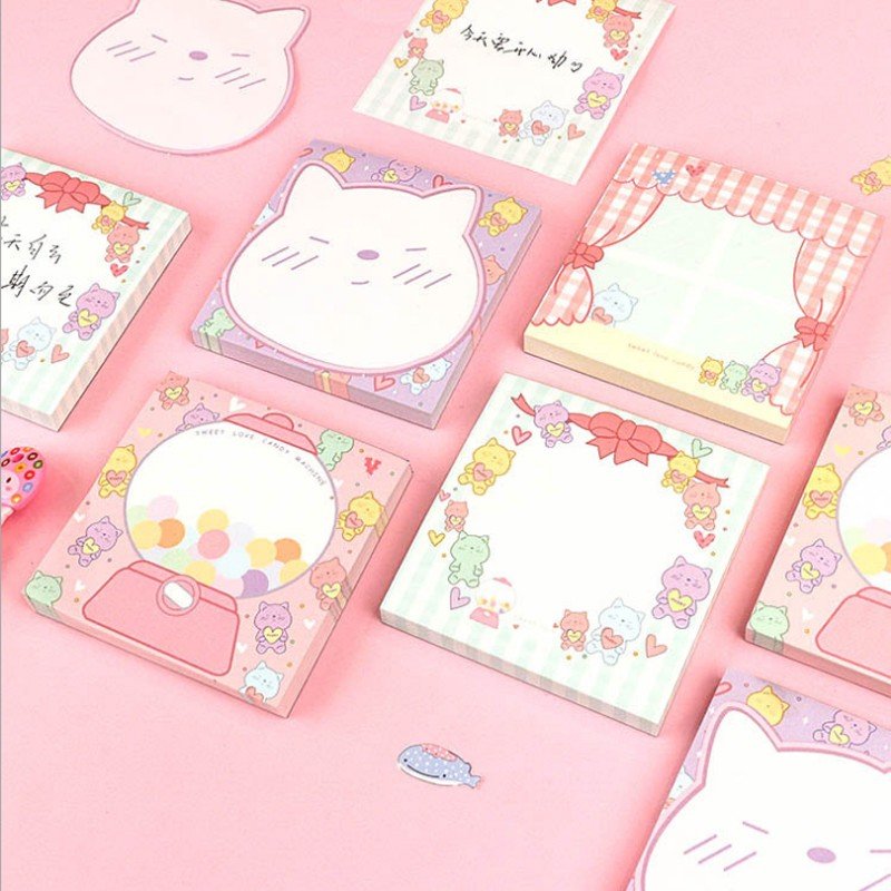 Adhesive Stationery Memo Sticky Notepad Plan Sheet Bookmark Label Kawaii Party Animal Fish Plan Office School Supplies