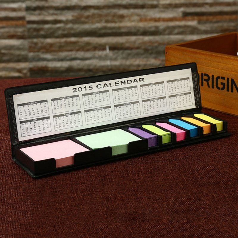 Hot Sell PU cover Memo Pad Sticky Notes Bookmark Point It Marker Memo Sticker Paper Office School Supplies Sticky Note Box
