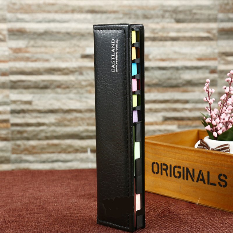 Hot Sell PU cover Memo Pad Sticky Notes Bookmark Point It Marker Memo Sticker Paper Office School Supplies Sticky Note Box