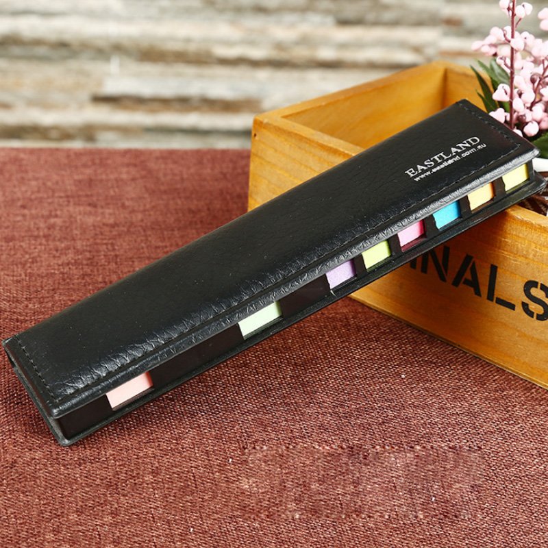 Hot Sell PU cover Memo Pad Sticky Notes Bookmark Point It Marker Memo Sticker Paper Office School Supplies Sticky Note Box