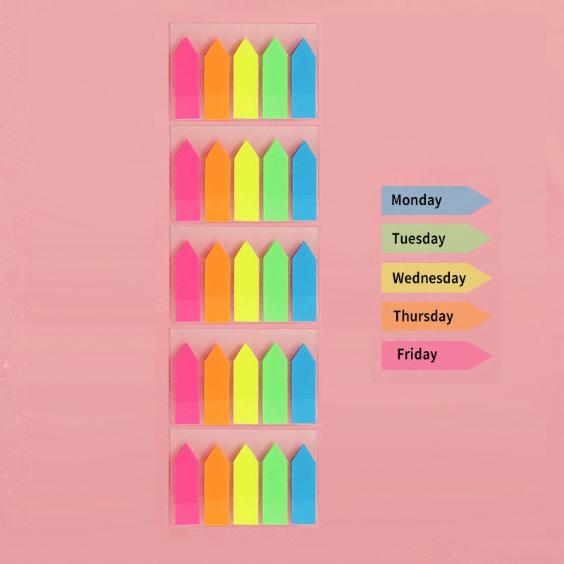 Fluorescent Translucent Neon Colored Index Tab Sticky Note Flags