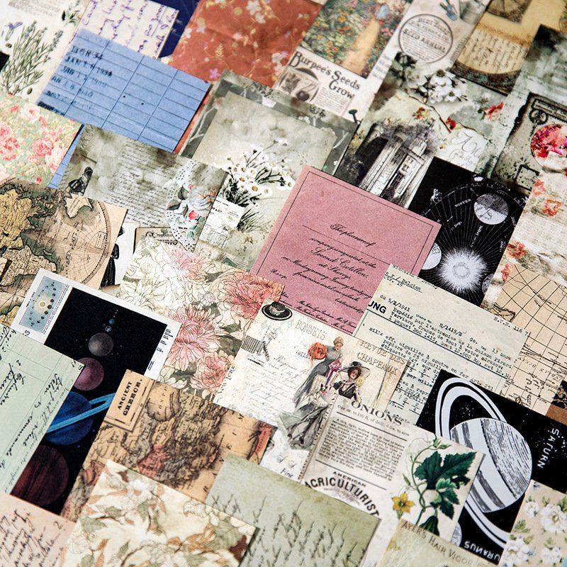 40pcs/pack Background Material Paper Old Day Chronicle Series Retro Note Decoration Message Memo Collage Notebook 8 Models
