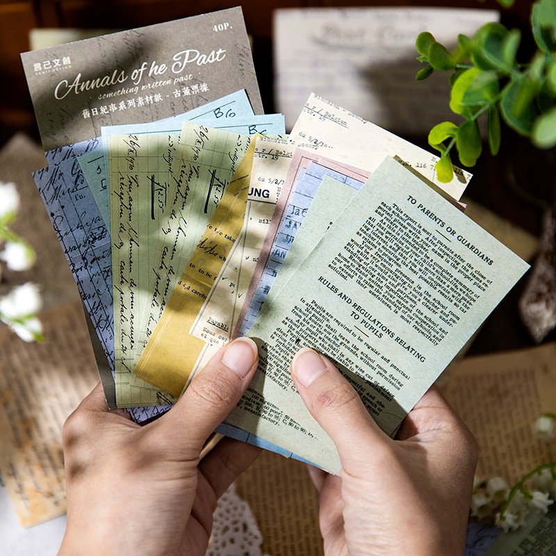 40pcs/pack Background Material Paper Old Day Chronicle Series Retro Note Decoration Message Memo Collage Notebook 8 Models
