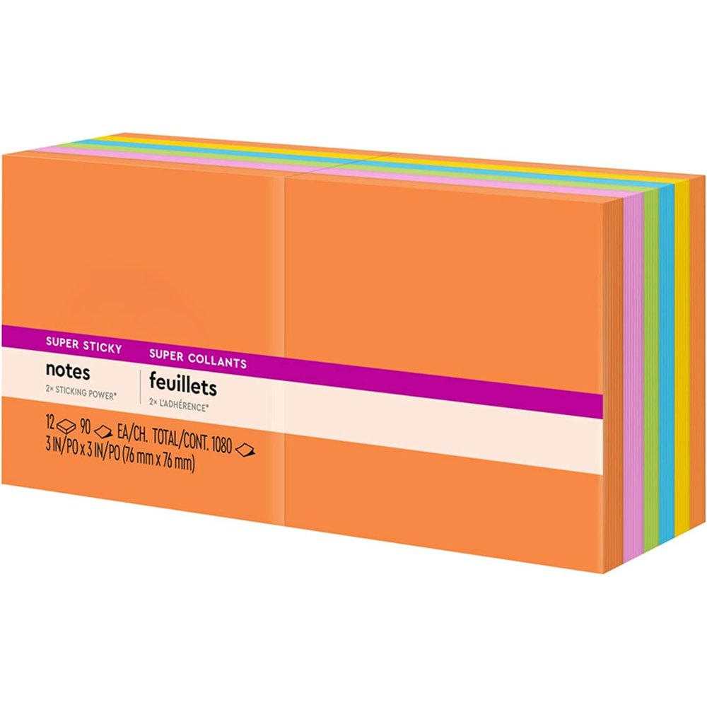 Custom Logo Sticky Notes 3*3 inch (12 pads) Bright Colored Easy to Used for Home Office Notebook