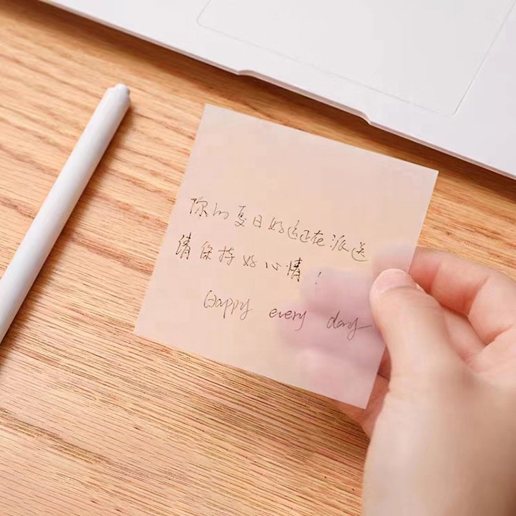 Custom Shape Custom Logo Transparent Sticky Notes Kawaii Clear Vellum Memopad Sticky Note