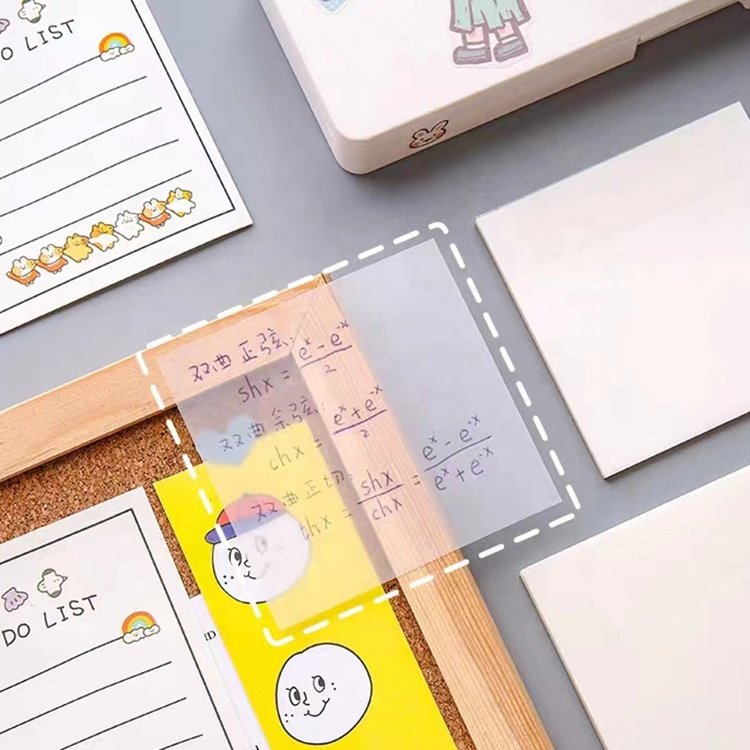 Custom Shape Custom Logo Transparent Sticky Notes Kawaii Clear Vellum Memopad Sticky Note