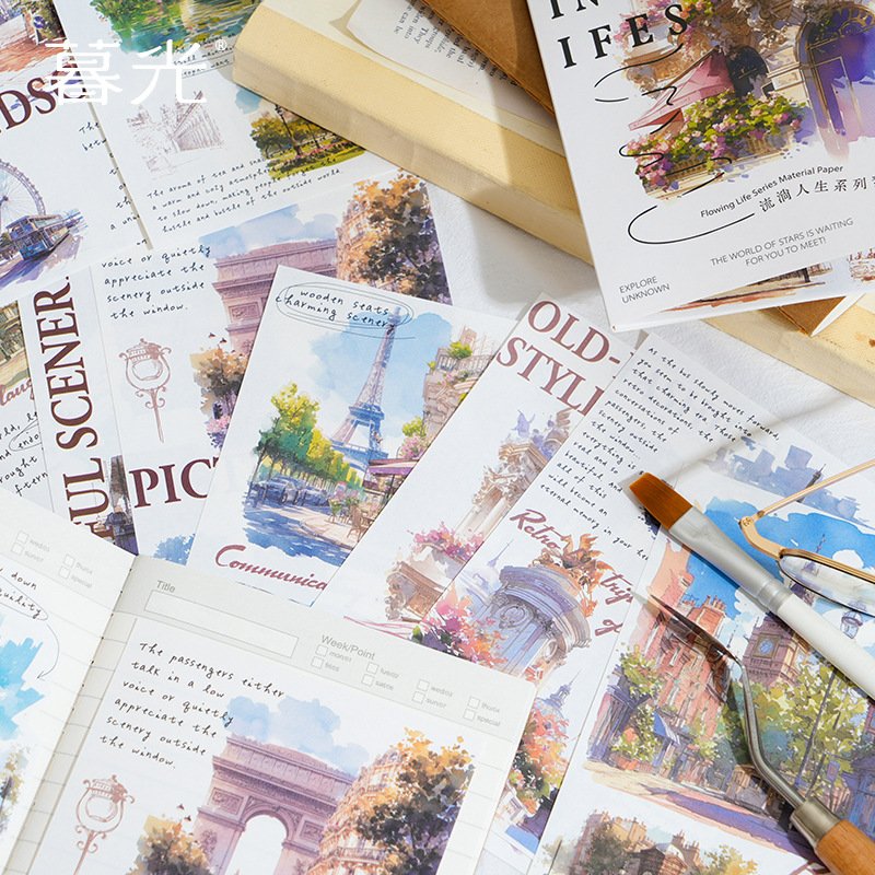 30pcs/pack Material paper Flow life series Exquisite aesthetic handbook bottoming material