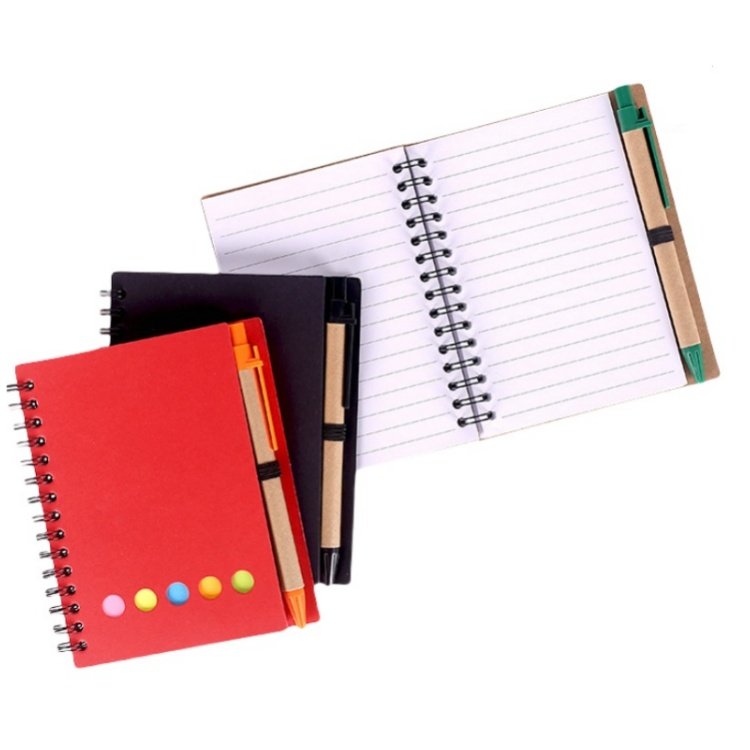 Wholesale Custom Logo eco friendly thick kraft paper cover notebook with pen