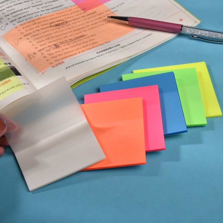 76x76mm Transparent Magnetic PET Material Memo Pad Notepad Waterproof Square Sticky Note for School Office Gift Use