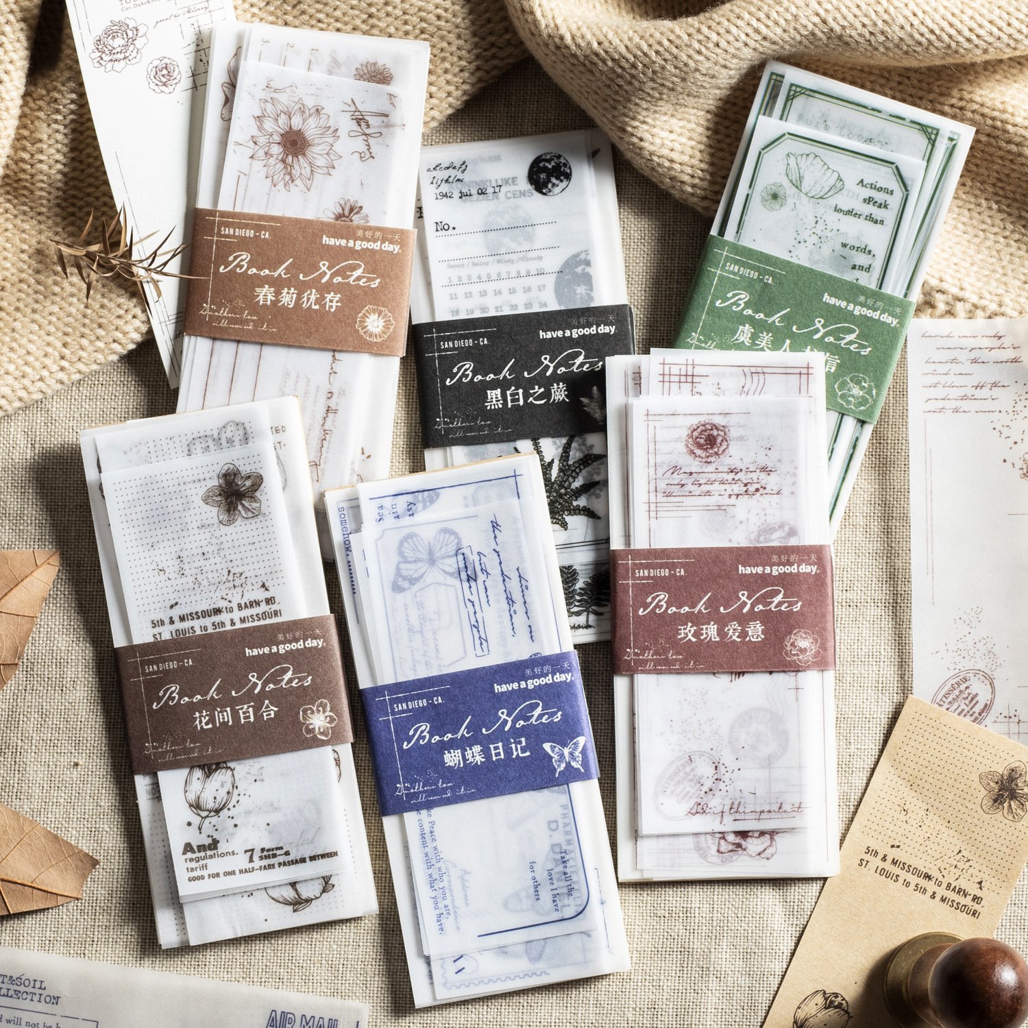 30 Pieces Per Pack Notepad Pieces Per Paper Boymarker Series Plant Theme Journal Decorative Source Material 6 Models