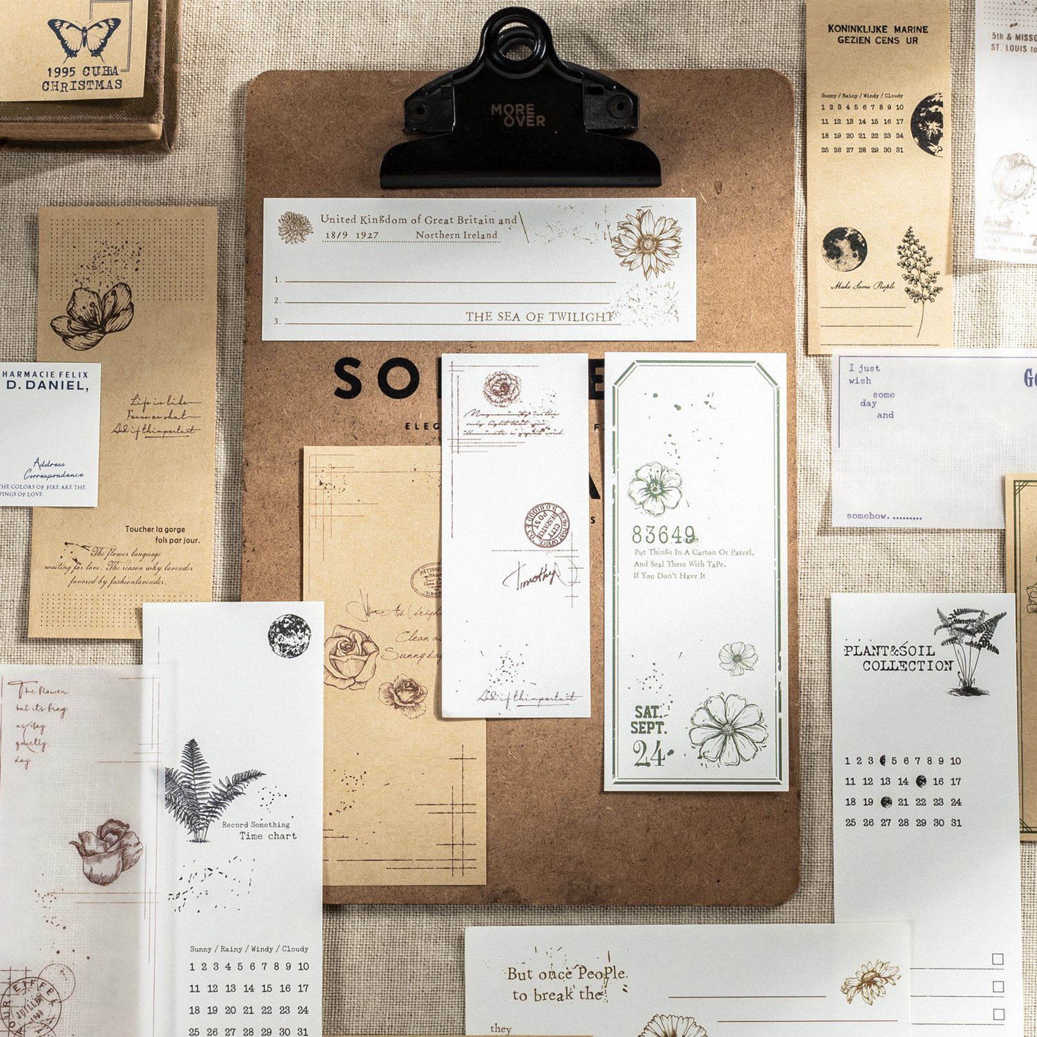 30 Pieces Per Pack Notepad Pieces Per Paper Boymarker Series Plant Theme Journal Decorative Source Material 6 Models