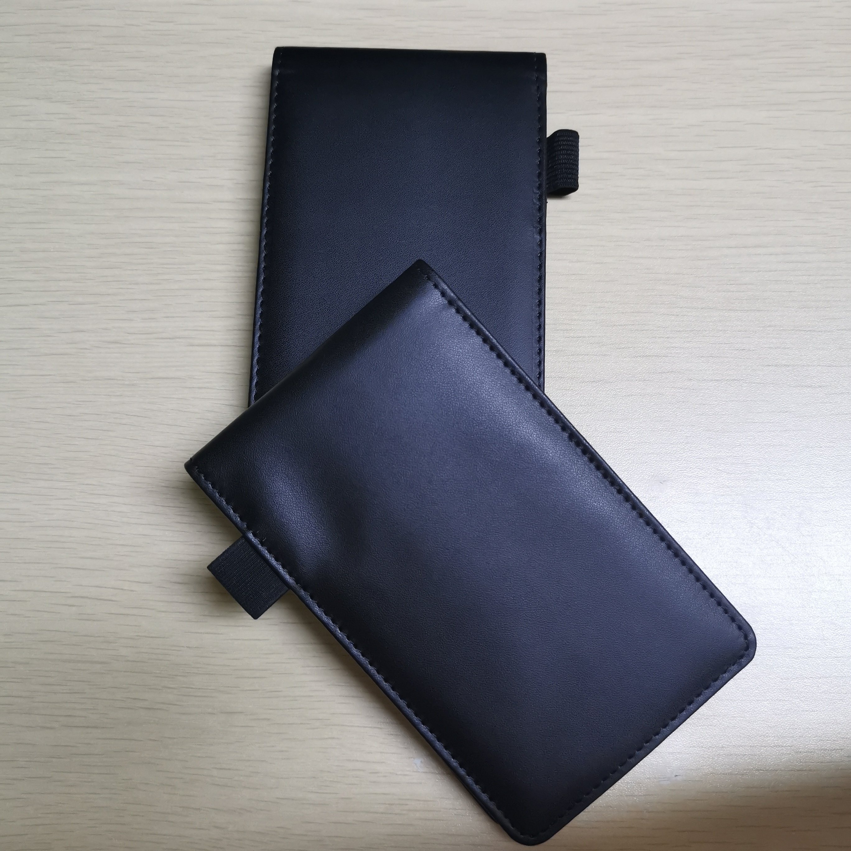Portable Black PU Note Pad Notebook with Easily-Torn Lines and Pen Holder PU Leather Journal Memo Holder