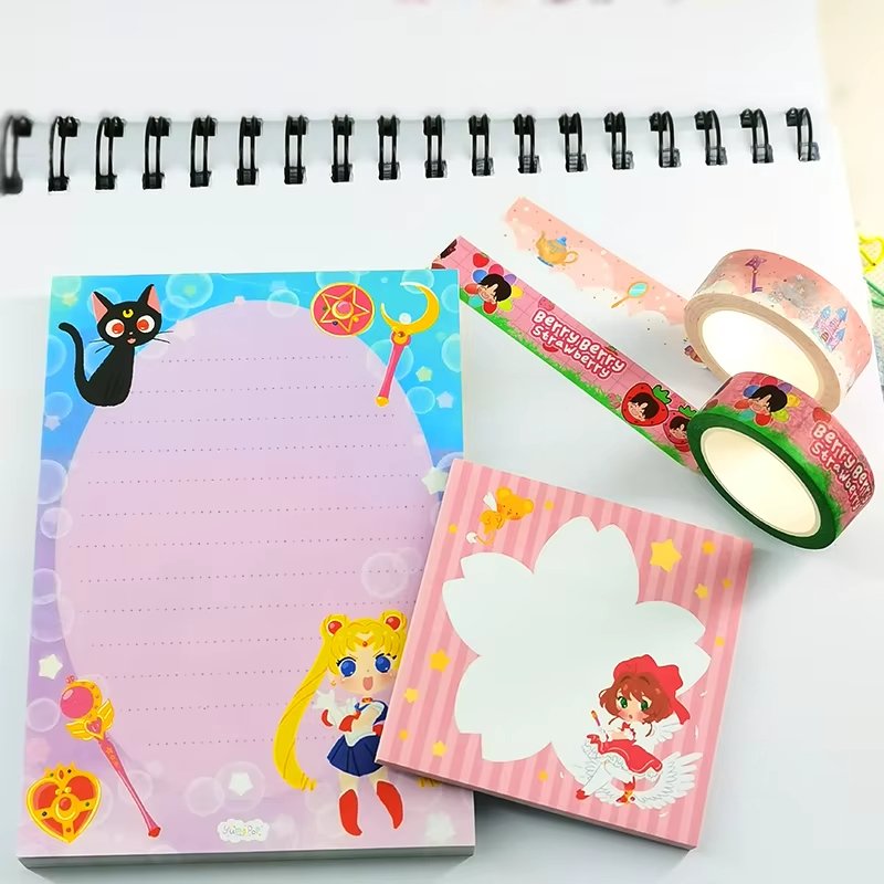 Custom Manufacturer Customized Stationary Accessories Sticky Note Cute Portable Animation Die-cut Sticker Memo Pad For Planner