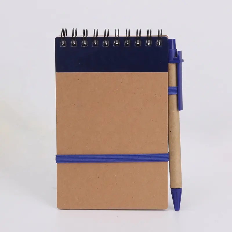 Custom Coil Binding Notepad Kraft Paper Cover Notepad Loose-leaf Notebook with Elastic Strip