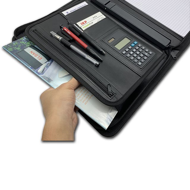 Customized Logo memo pads File PU Leather Portfolio Folder office accessories Business Resume Padfolio padfolio custom