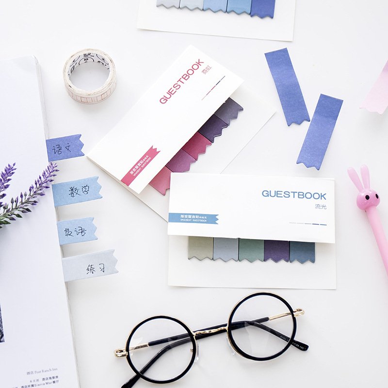 100 Sheets Gradient Index Tabs Sticker Bookmark Flag Sticky Notes Paper Kawaii Planner Memo Pads