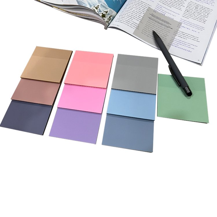 Custom stationery Morandi transparent sticky notes 3x3'' notepad color sticky notes waterproof sticky notes transparent