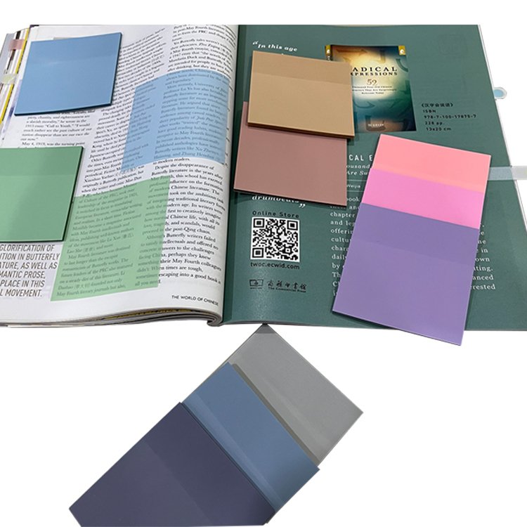 Custom stationery Morandi transparent sticky notes 3x3'' notepad color sticky notes waterproof sticky notes transparent