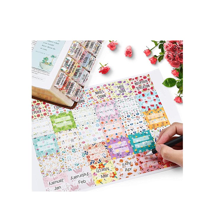 Free sample manufacturer custom popular design Laminated Vibrant Colors bible tabs with clearly printing for Bible study