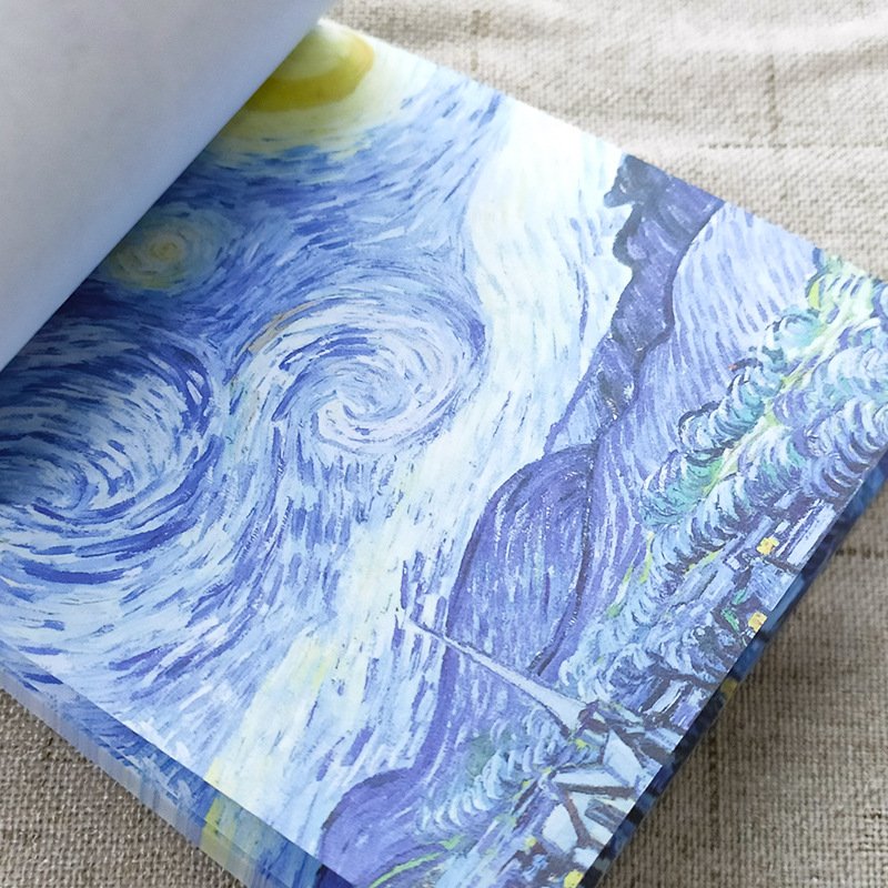 50 Sheets/Set Retro Art Painting Series Memo Pad(Series: Vincent van Gogh & Claude Monet)